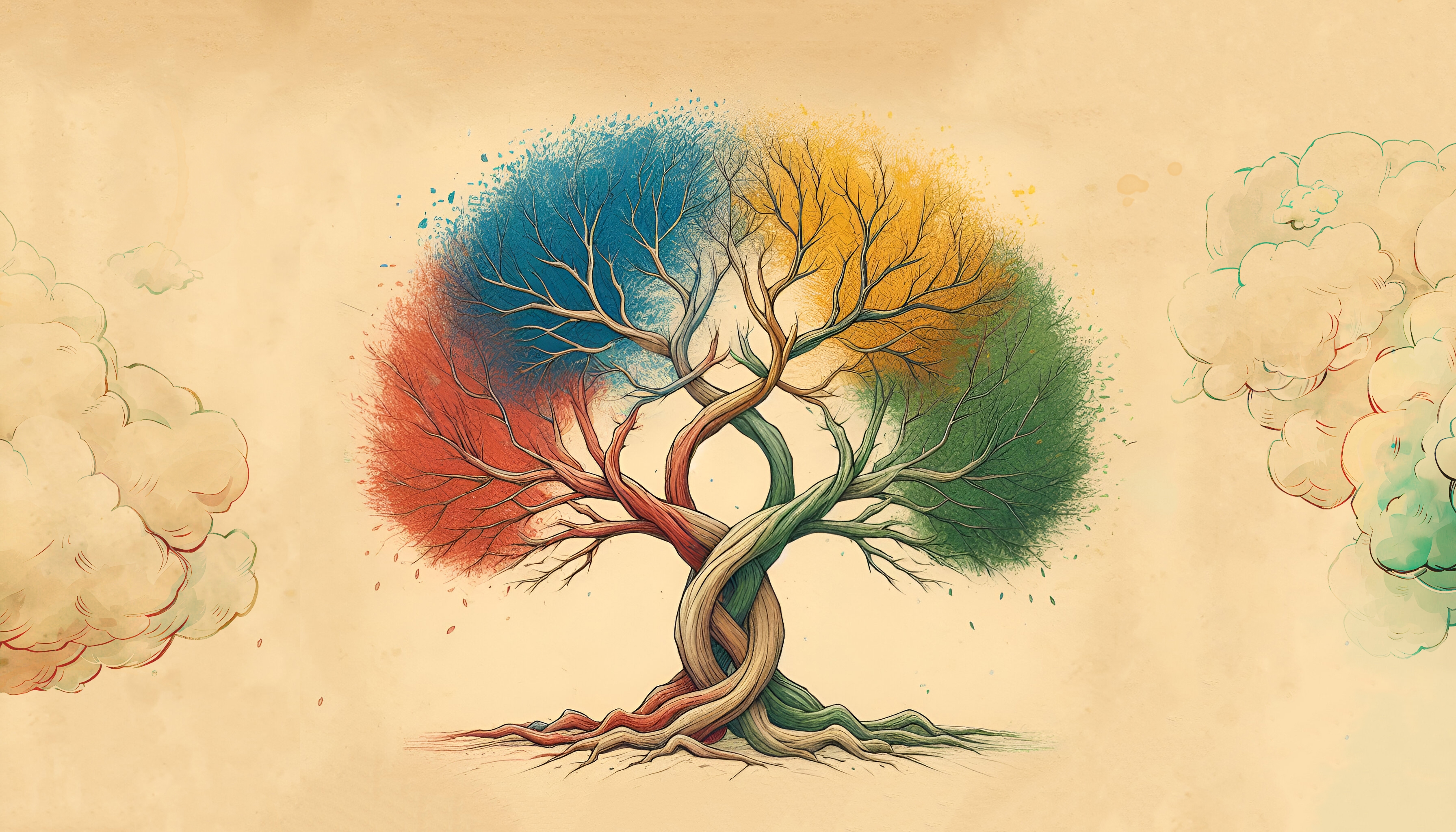 A scenic tree background for the World of Tittle